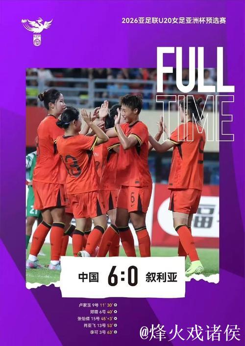 U20女足亚洲杯预赛：中国队首场比赛6-0大胜叙利亚